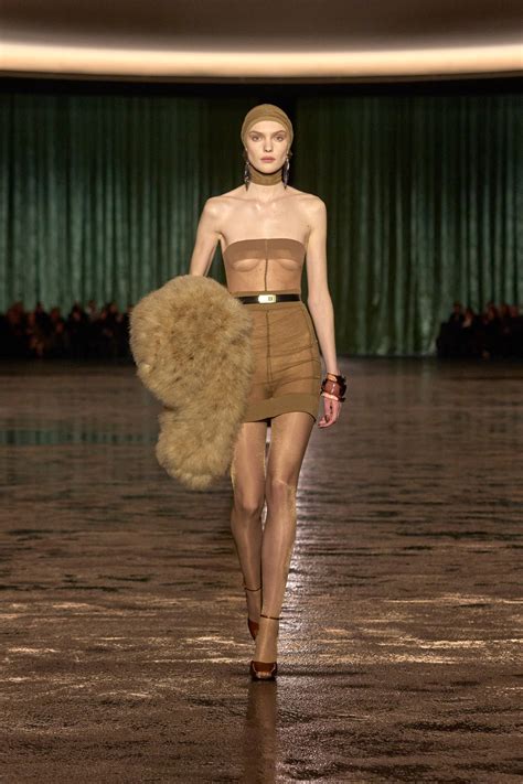 naked runway|Naked Dressing Dominates At Saint Laurent, On And Off The。